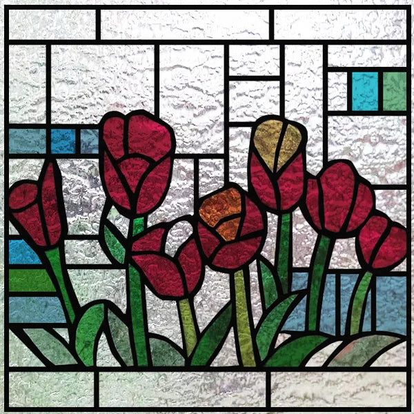 Custom size 3D Matte Window Film Stained Glass Decorative Uv Window Sticker Privacy Frosted Static Cling for Glass Garden Flower