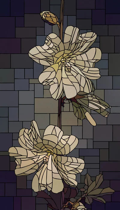 Frosted Stained Glass Window Film, Customized Art Deco Design, Flowers Static Cling Sticker,Home Decor Foil, Treatment