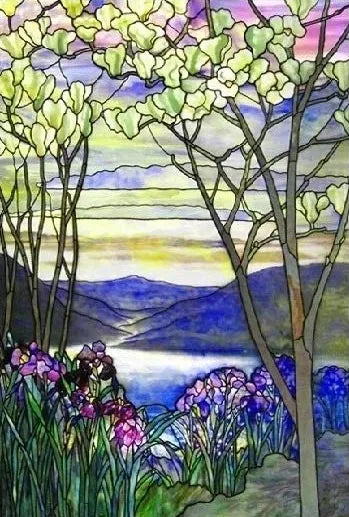 Glass Films Stained Window Film Translucent sticker self adhesive/Static Cling Paper Home decor Landscape painting Tree pattern