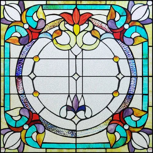 Window Film Frosted Stained Glass Films,Customized Church Design Static Cling Sticker,Home Decor Foil Window Treatment