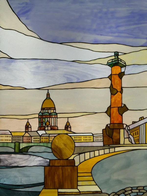 Custom Size Stained Glass Films,Privacy Static Cling,Print Castle, Lighthouse Tower, Sailboat Door Sticker,Office, Home Decor