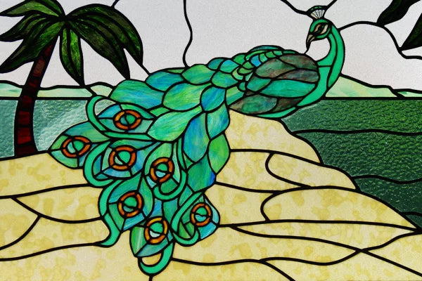 Custom Size Stained Glass Window Film, Transom Frosted Glass Sticker, Kitchen Room Door, Bathroom, Home Decor