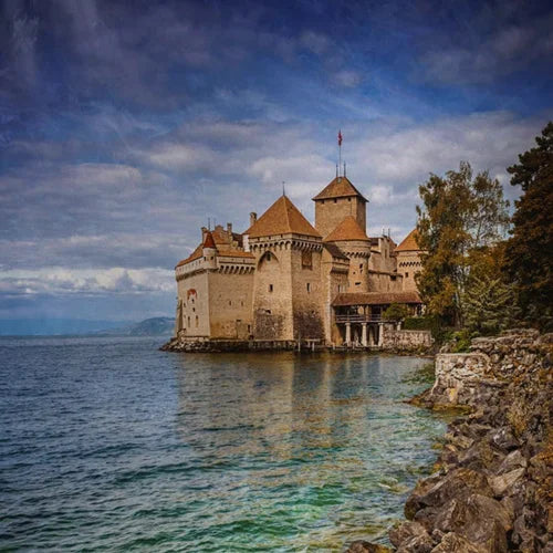 Custom Size Stained Glass Films,Privacy Static Cling,Print Castle, Sailboat, House Door Sticker,Office, Home Decor