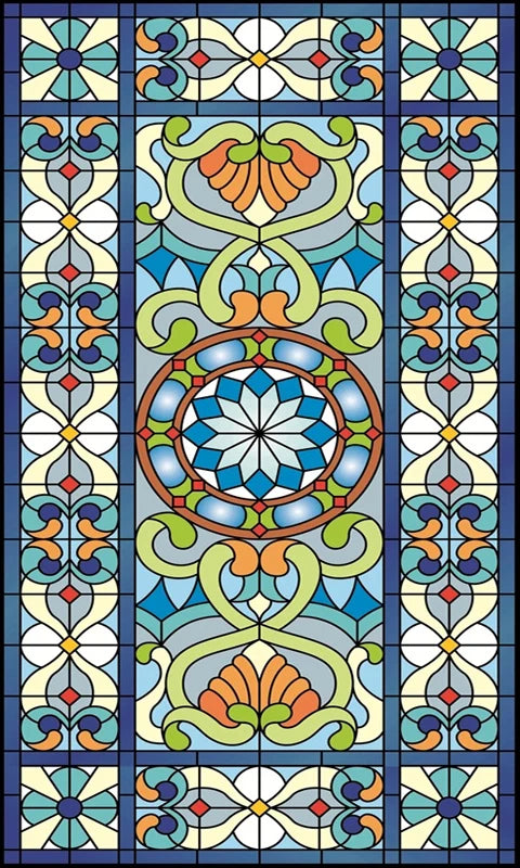 Window Film Victorian Stained Glass Films Customized  Church-style Static Cling Sticker Kitchen Bathroom Substitute for Home