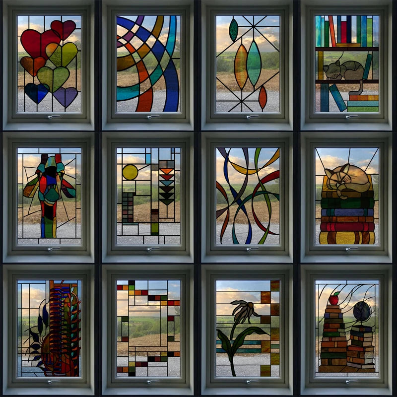 Frosted Stained Glass Window Film, 3D Matte, Transparent,Static Cling,Privacy, Door Sticker,Customized for Office, Home Decor