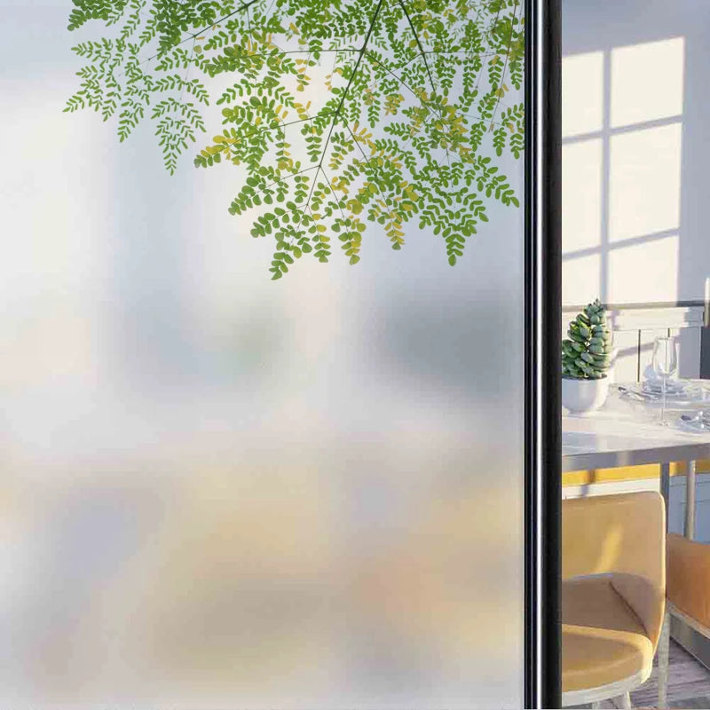 Frosted Stained Glass Window Film, Customized Decor Design, Leaf Static Cling Sticker,Home Decor Foil, Treatment