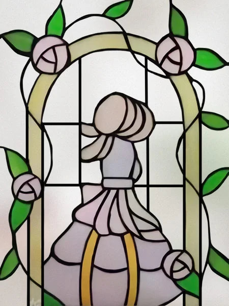 Window Film Stained Glass Films Frosted Static Cling Light-transparent Opaque Privacy Glass Sticker Home Decor Rose Flowers