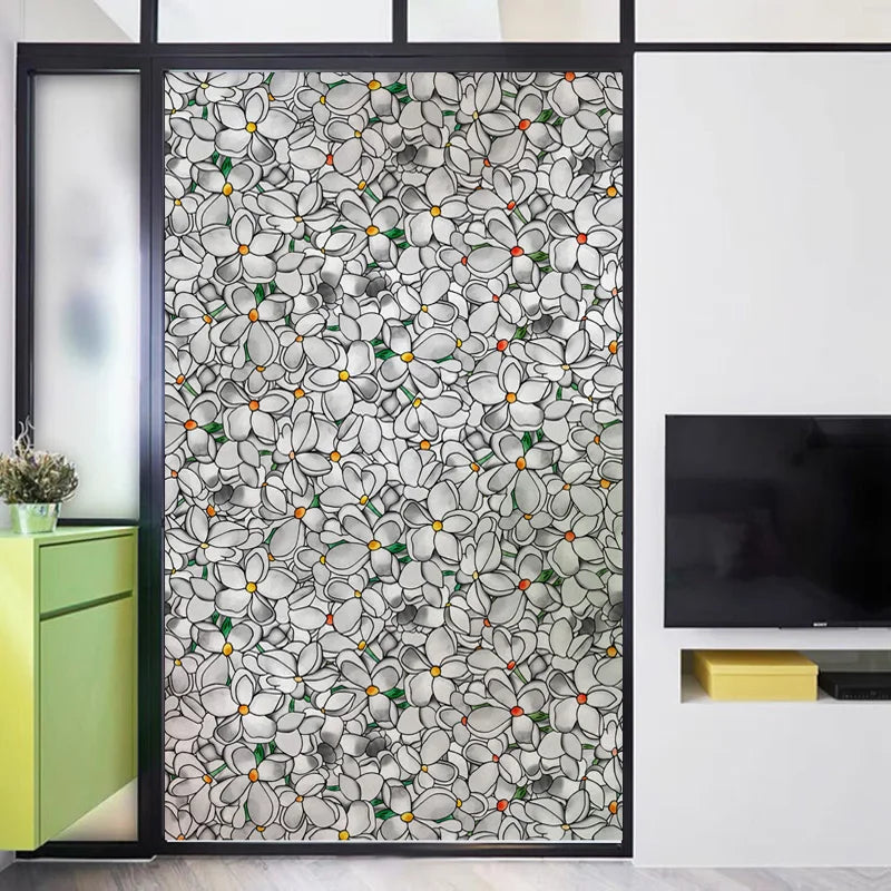 Stained Glass Film, Opaque Sticker,Frosted Static Cing ,Tropical Leaves, Seamless Pattern,Home Decor, Privacy, Custom Size