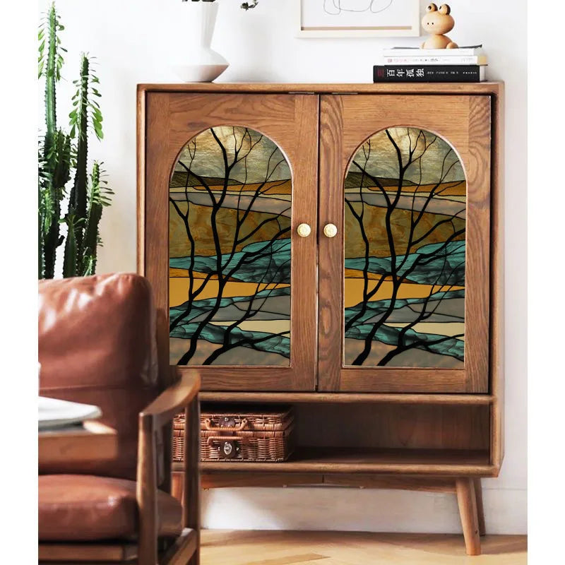 Custom size Glass Films,Stained Glass Stickers Static Cling,Frosted Privacy Print Flower,Tree,Rivers For Window Door Home Decor