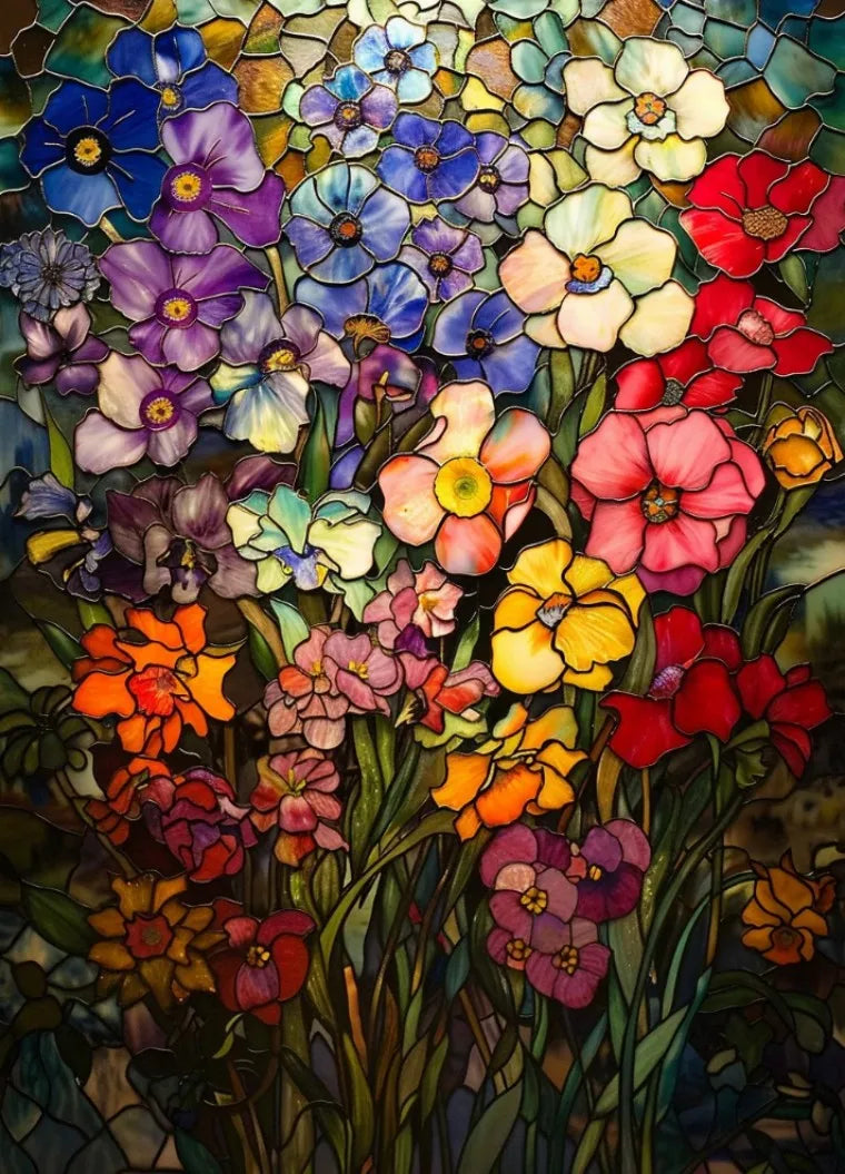 Stained Glass Window Film, Frosted Window Film, ,Privacy,No Glue, Static Cling, Home Decorative Flower