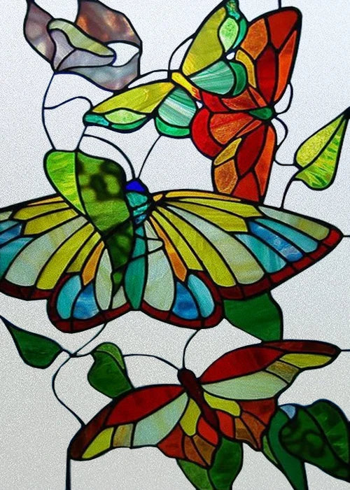 Custom Size Window Stained Glass Films,Cat,Bird,Peacock,Tiger,Fish,Animals Stickers For Bathroom Bedroom Door Office Home Decor