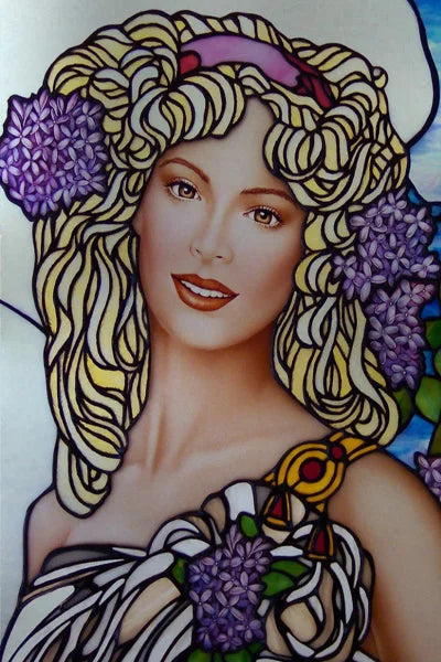 Custom Size Stained Glass Window Film, Church Sticker, Girl Angel Painting, Kitchen, Bathroom, Bedroom, Door, Home Decor