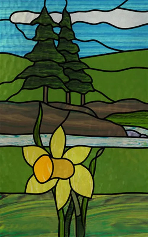 Custom Size Stained Glass Stickers,Static Cling,Frosted Privacy Print, Tree,Rivers for Window, Door, Home Decor