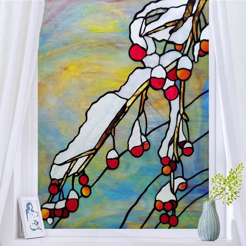 Custom Size Glass Window Film,Static Cling Frosted Opaque Glass Films,Stickers For Wardrobe Bathroom Kitchen Door,Tree Poster