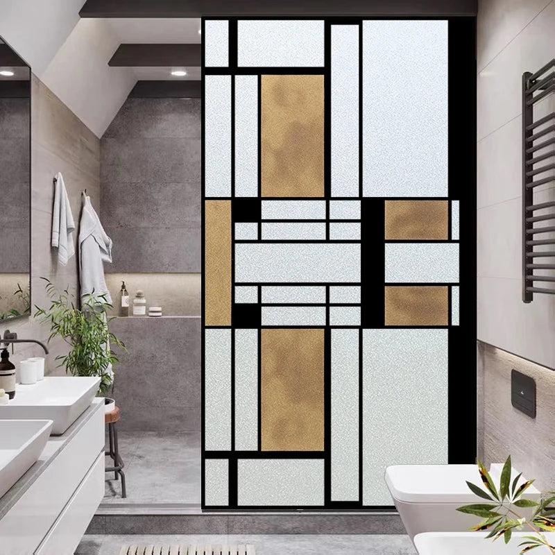 Custom Size Stained Glass Window Film, Frosted Privacy, Static Cling, Retro Matte Sticker, Bathroom Door, Office, Home Decor