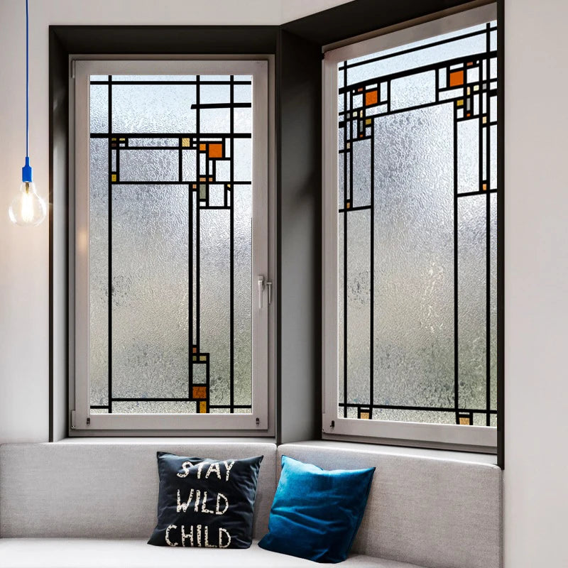 Custom Glass Window Film Static Cling,3D Frosted Glass Films Prairie Style,Home Foil Stickers,Prevent ran into Door,Home Decor