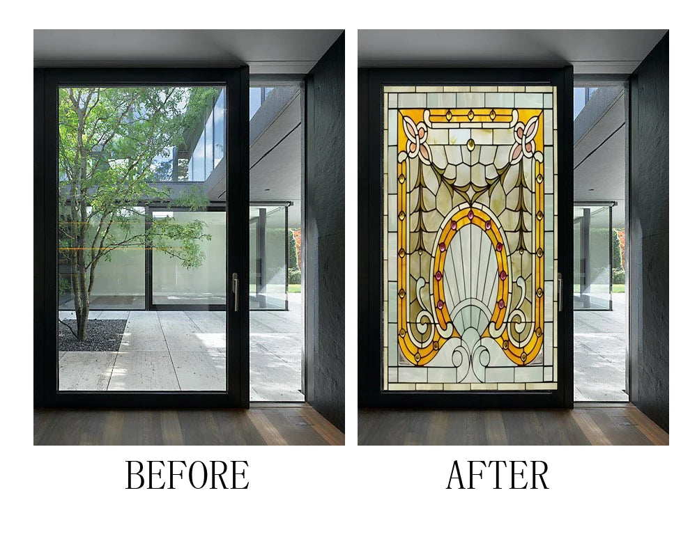 Window Films Stained Glass Films Static Cling Frosted Opaque Church Home Decor Door Sticker Window Treatment Privacy Custom Size
