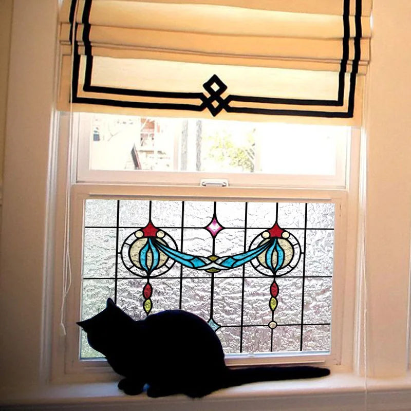 Custom Size 3D Matte Window Film, Stained Glass, Decorative UV Window Sticker, Privacy Frosted Static Cling, Home Decal