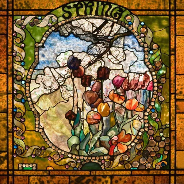 Window Film Stained Glass Films Frosted Privacy Static Cling ,Vintage 4 Seasons Spring, Summer,Autumn,Winter Pictuer for Home