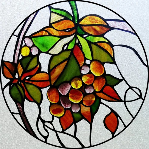 Customized Stained Glass Window Glass Films,Privacy Frosted Static Cling, Classic Pattern for Round Door, Home Decor