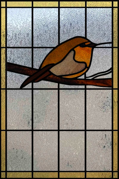 3D Matte Window Film,Stained Glass Decorative Uv Window Sticker,Privacy Frosted Static Cling,Custom size for Glass,Birds,Peacock