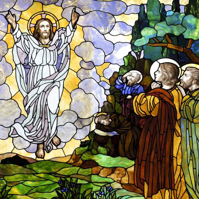 Custom Frosted Stained Glass Window Film,Static Cling Reusable,Jesus Christ Angels Virgin Mary Picture Decor Window Treatment