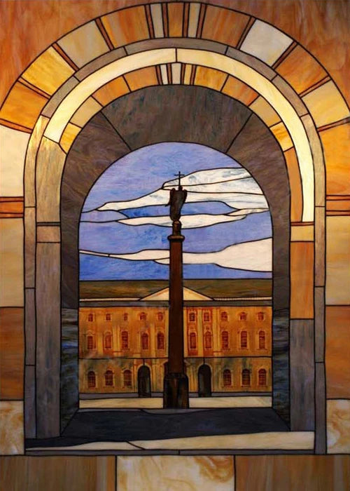 Window Film Stained Glass Stickers,Custom size Static Cling,Print Castle Church landscape Sailboat Sticker,Office Home Decor