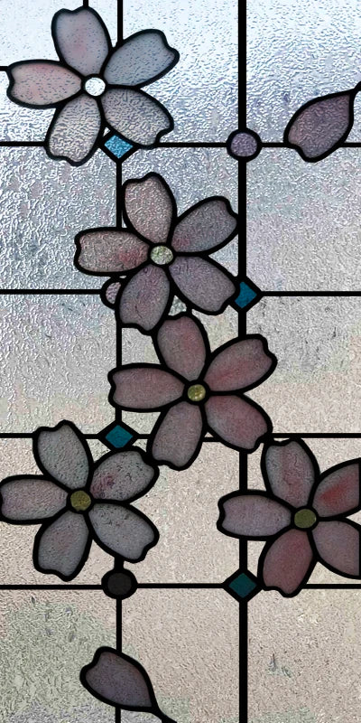 Custom Size Stained Glass Window Film Frosted Privacy Static Cling Retro Prairie Style Stickers Shower Kitchen Home Decor Flower