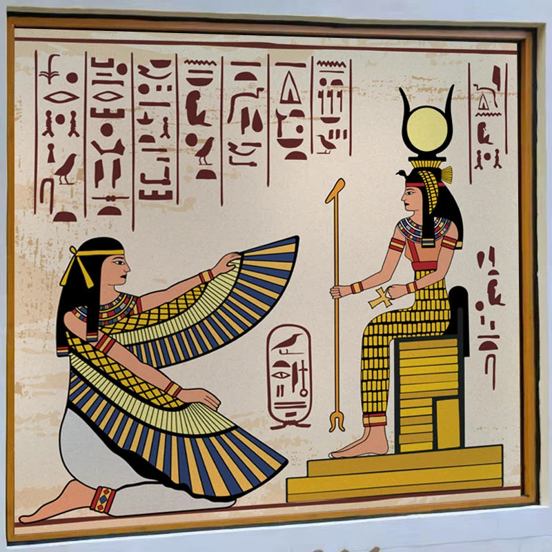 Stained Glass Wndow Film Frosted Glass Sticker Forest Custom Size Egyptian themed for Window Home Decor