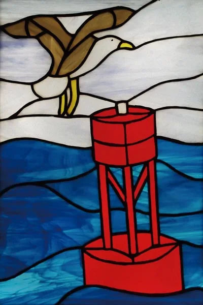 Custom Size Stained Glass Window Film, Retro Painted Frosted Static Cling, Vintage Glass Films Sticker, Lighthouse Sailboat