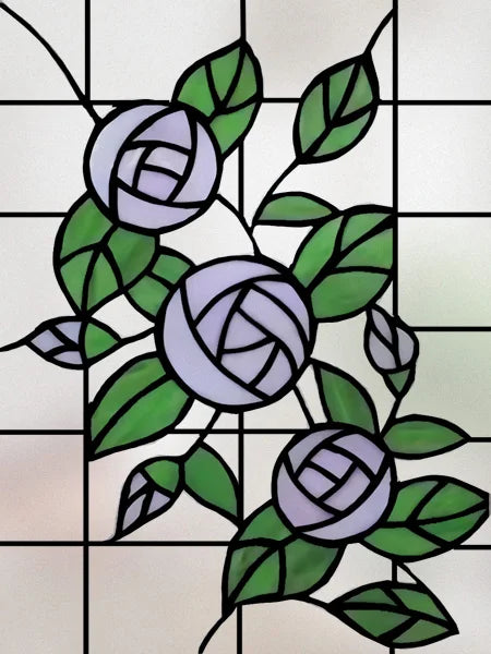 Window Film Stained Glass Films Frosted Static Cling Light-transparent Opaque Privacy Glass Sticker Home Decor Rose Flowers
