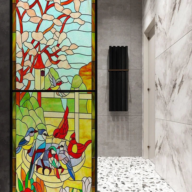 Customized Frosted Stained Glass Window Film, Church Static Cling,Privacy Retro Sticker, for Kitchen, Office, Home Decor
