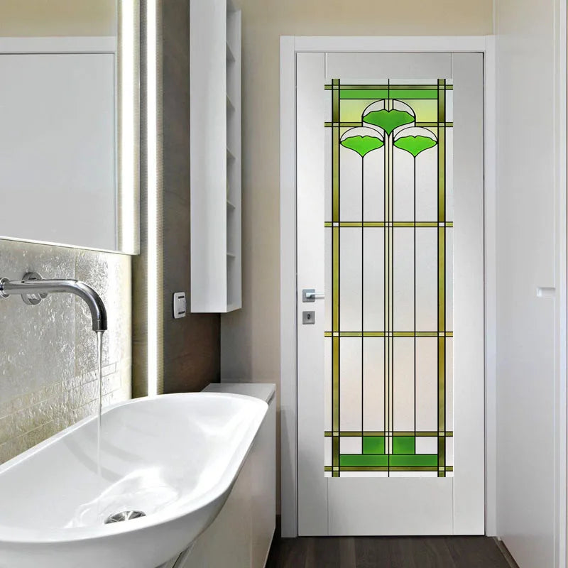 Custom Size Stained Glass Window Film, Frosted Privacy, Static Cling, Retro Matte,Door Sticker, Bathroom, Office, Home Decor