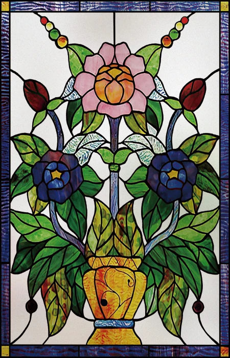 Frosted Stained Glass Window Film, Print Flowers, Static Cling,Privacy Door Sticker,Kitchen, Office, Home Decor, Customized