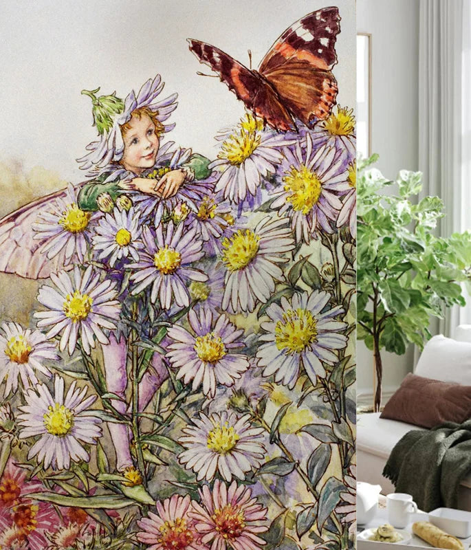 Custom Size Stained Glass Window Film, Flower Fairy Stickers, Static Cling for Kitchen, Bathroom, Bedroom, Door, Home Decor