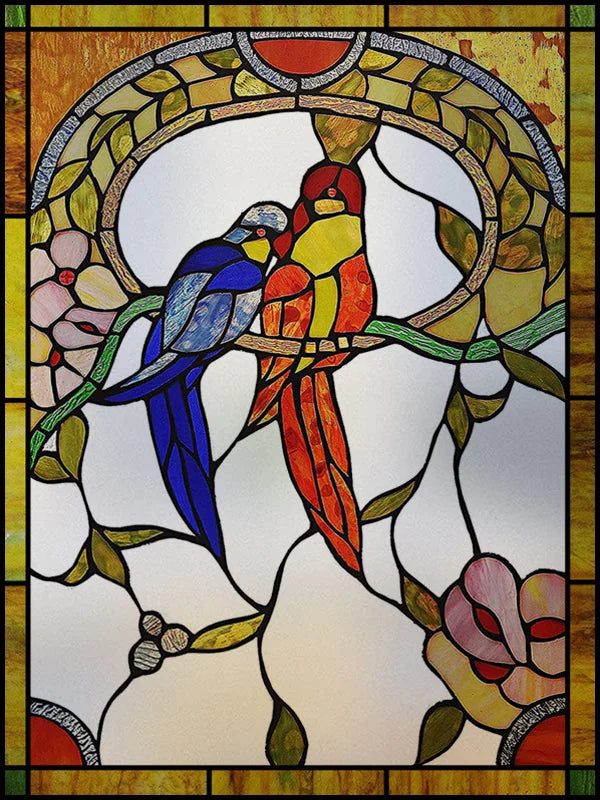 Frosted Stained Glass Window Film, Customized Art, Peacock Hummingbird Static Cling Sticker,Home Decor, Treatment