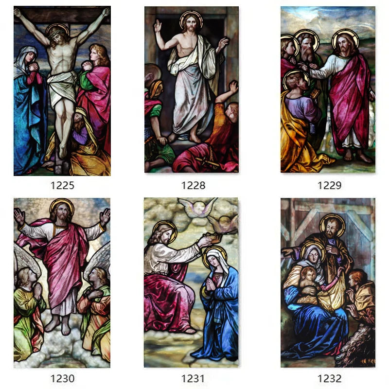 Customized Window Film Glass films Self-Adhesive Frosted Stained Stickers Crucifixion of Jesus/Christ God and the Virgin Mary