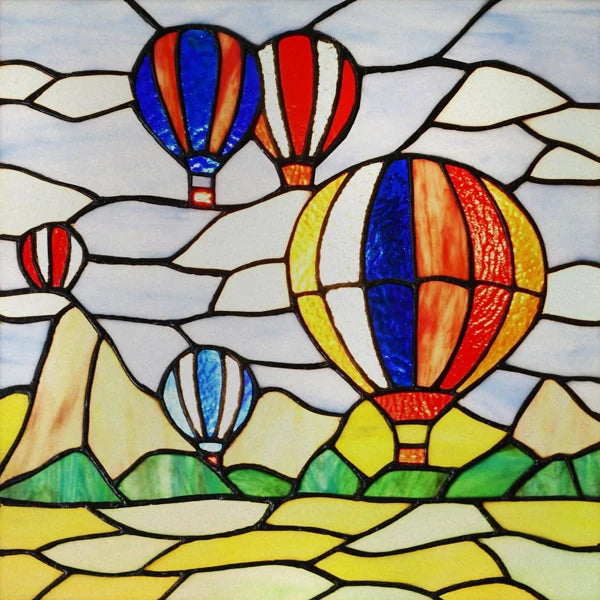 Custom size Stained Glass Wndow Film,Satic Cling Window Films,Decor Foil Stickers Window Treatment For Square Glass Hot air ball