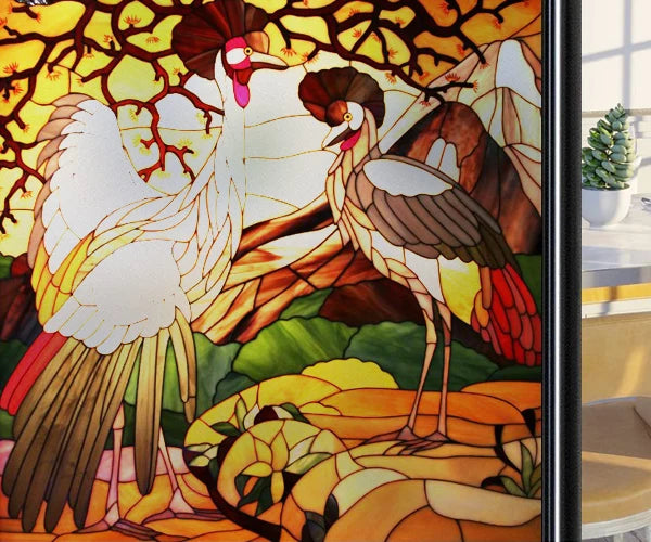 Window Film Frosted Stained Glass Films,Static Cling,Privacy Films,Bird Cock,Door Sticker Kitchen Bathroom Home Decor Customized