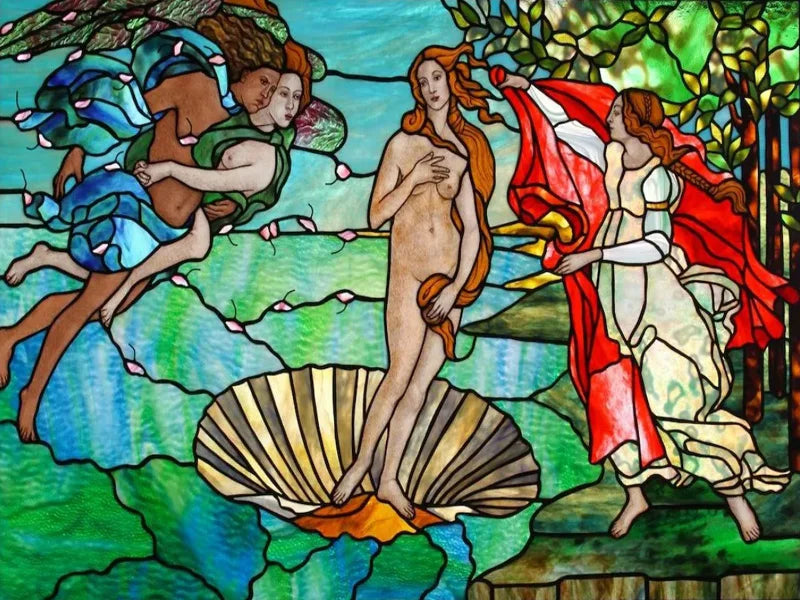 Custom Size Stained Glass Window Film, Frosted Privacy, Static Cling, Church, Mythological People, Transom Window, Home Decor