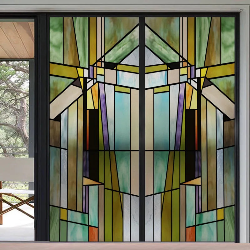 Stained Glass Window Film Frosted Sticker Multicolour,Custom made to fit any Size or Shape,Kitchen Bathroom Door Home Decor