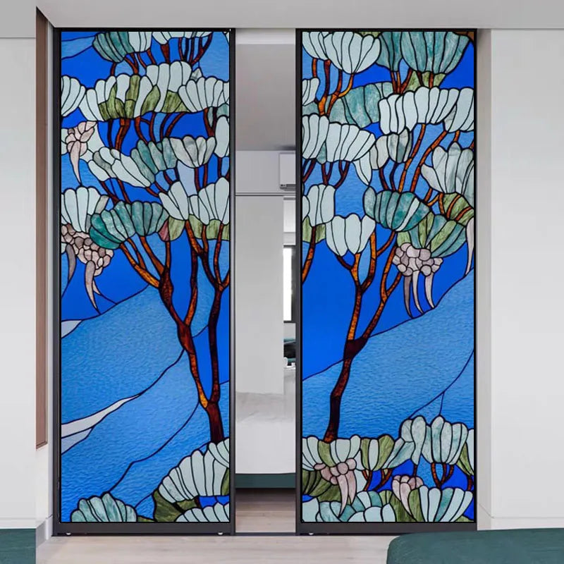 Stained Glass Film Window Sticker Static Cling  Remove Flower Rose Home Decoration for Windows,Custom designs welcom