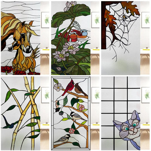 Custom size electrostatic frosted stained glass window film church home foil door stickers PVC waterproof window films