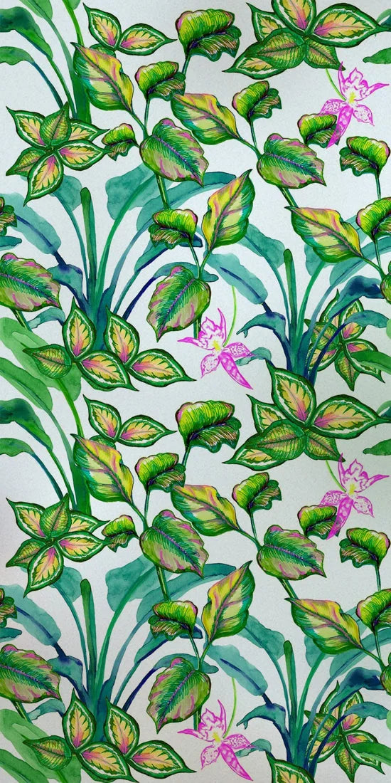 Stained Glass Film, Opaque Sticker,Frosted Static Cing ,Tropical Leaves, Seamless Pattern,Home Decor, Privacy, Custom Size