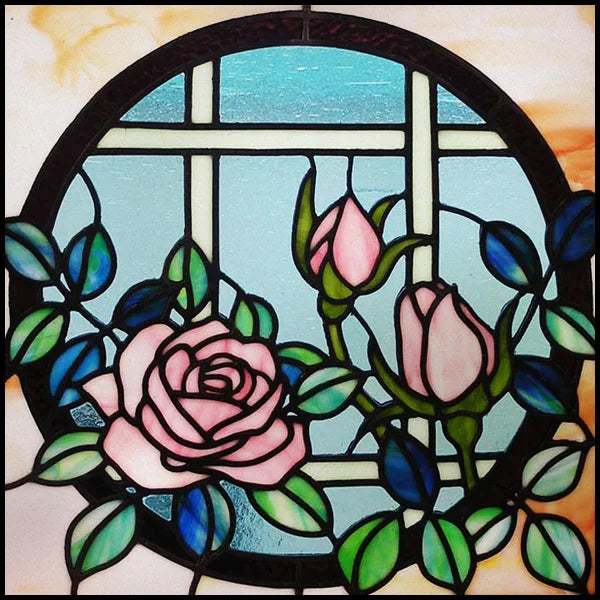 Stained Glass Window Film, Square Window Sticker, Privacy Frosted Static Cling, Home Decal, Door, Office, Custom Size