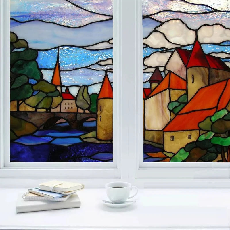 Window Film Stained Glass Films Static Cling Stickers for Bathroom Kitchen Office Home Decor,Tree,Animal,Custom fit to any Size