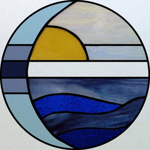 Customized Stained Glass Window Glass Films,Privacy Frosted Static Cling, Classic Pattern for Round Door, Home Decor