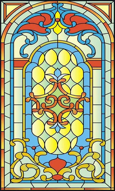 Window Film Victorian Stained Glass Films Customized  Church-style Static Cling Sticker Kitchen Bathroom Substitute for Home