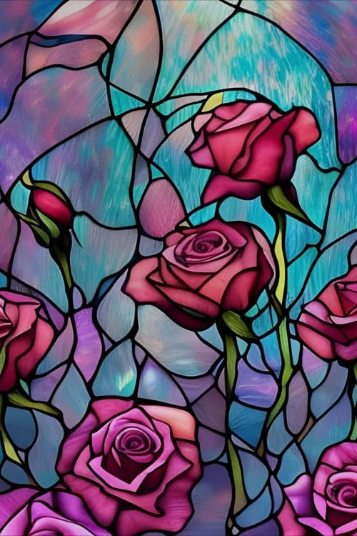 Stained Glass Film Window Sticker Static Cling  Remove Flower Rose Home Decoration for Windows,Custom designs welcom