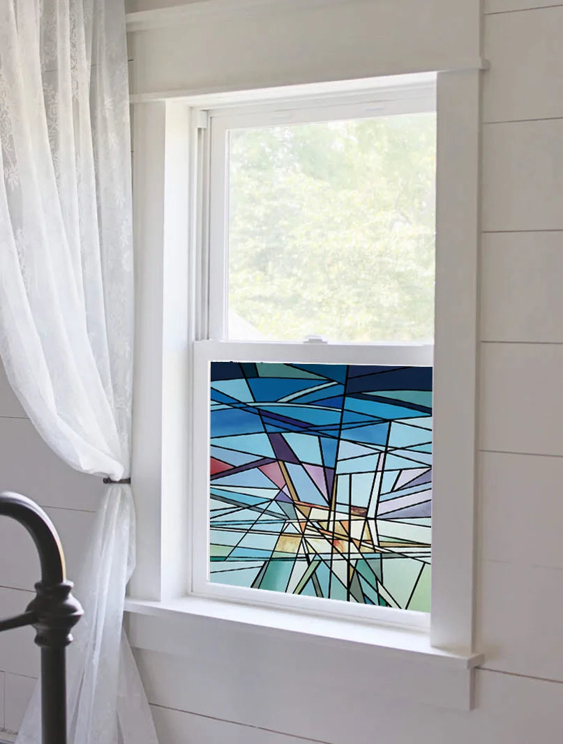 Stained Glass Window Film Frosted Sticker Multicolour,Custom made to fit any Size or Shape,Kitchen Bathroom Door Home Decor